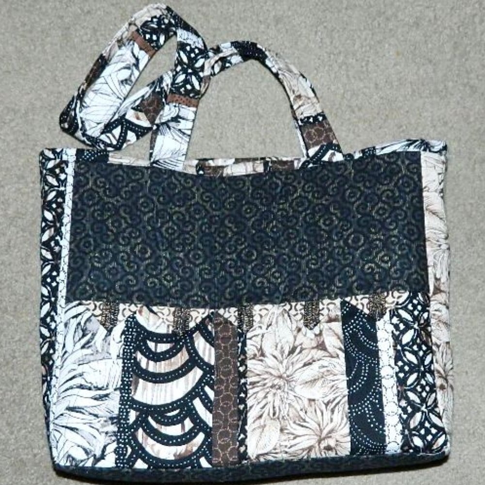 Womens Tote Brown Print Fabric Large